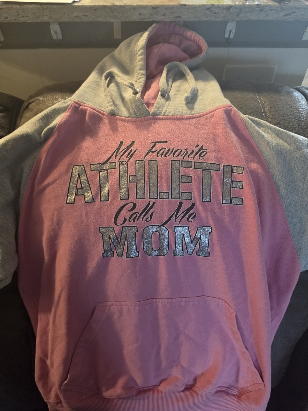 Pink & Gray 'My Favorite Athlete Calls Me Mom' Hoodie